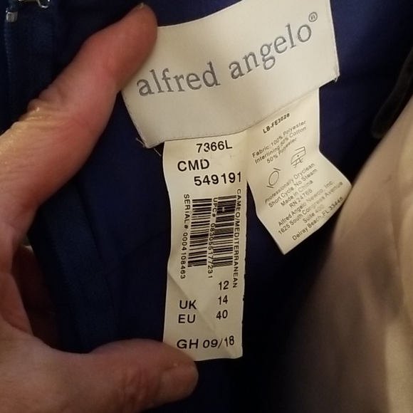Sz 12 Mediterranean Blue alfred angelo long dress - Picture 5 of 7